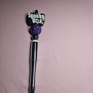 Purple and Silver Pen with Spooky Charm